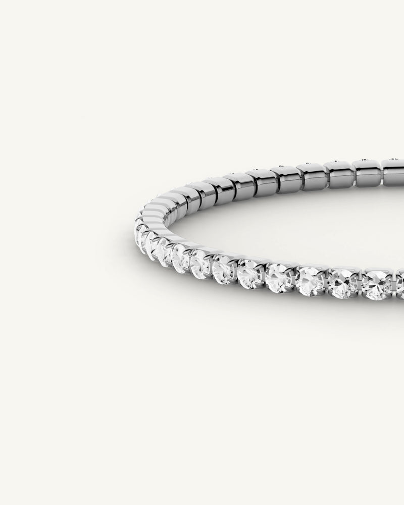A polished stainless steel chain in silver from Waldor & Co. One size. The model is Tennis Chain Polished